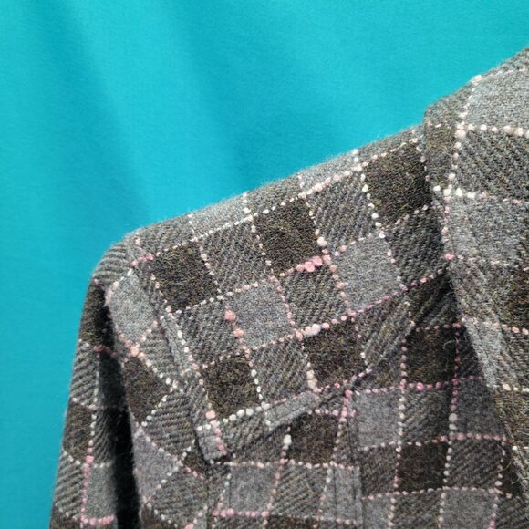 Baxis Womens Medium Plaid Wool Jacket With Button Front Closure & Pockets - Picture 7 of 11